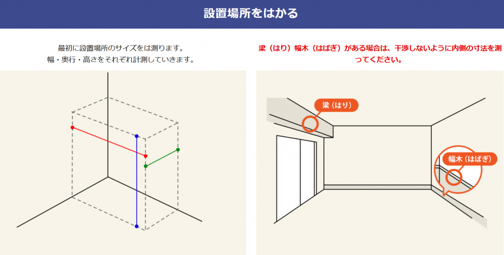 設置場所の採寸をしましょう