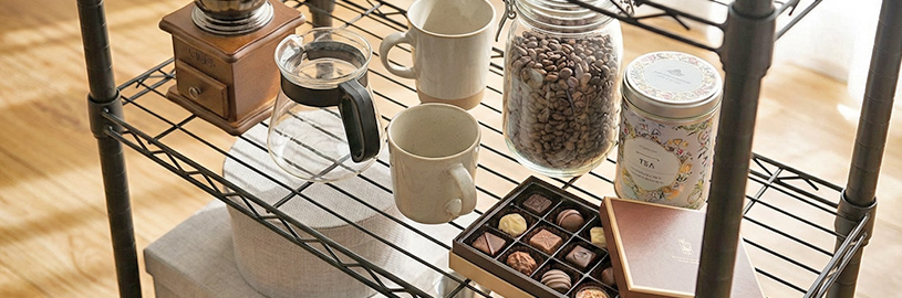 キッチンワゴンでカフェコーナー