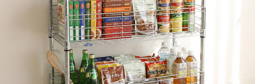 キッチンワゴンで食品ストック管理