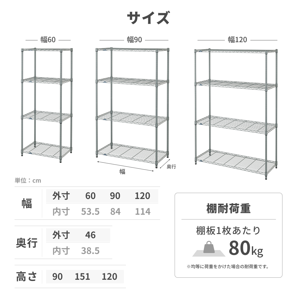 ルミナスEX 屋外用ラックセット 幅60～120 選べる段数 ｜スチール