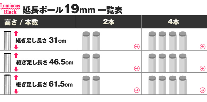 ルミナスブラック 延長用ポール ルミナス エレクター専門店 パーフェクトスペース本店